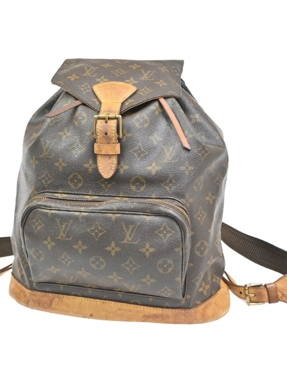 LOUIS VUITTON Montsouris GM Backpack Bag Monogram Leather Brown M51135 72KD487